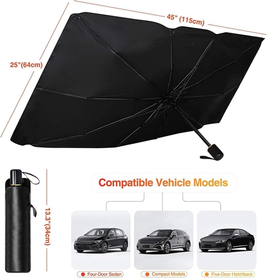 Reflective Folding Car Windshield Sunshade to Prevent UV Rays and Sun Heat for Cars, Large Size 49.1 x 25 Inch