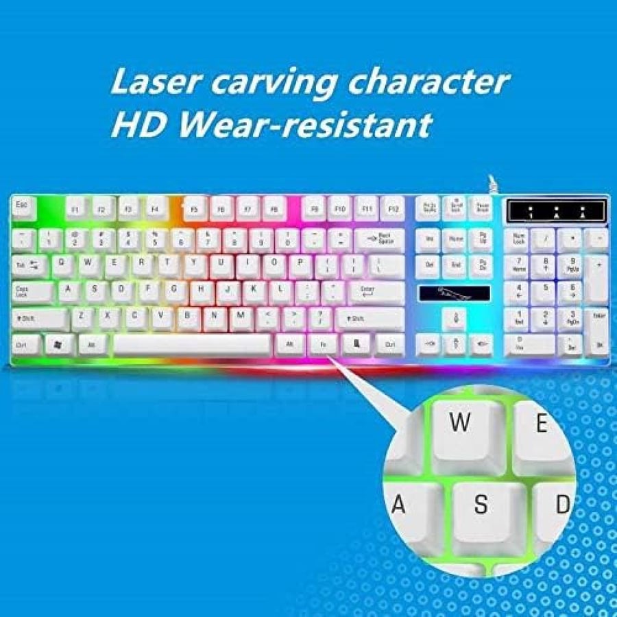 HAING USB GAMING KEYBOARD + MOUSE COMBO SET WHITE G21