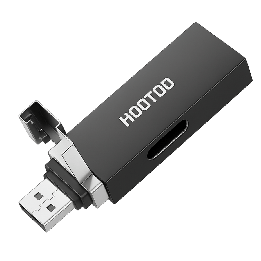محول 2 في 1 (USB 3.0 إلى Type-C) موديل HT-AD008 - لون أسود