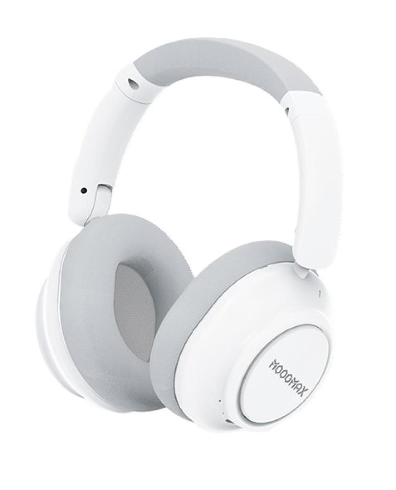 سماعة رأس لاسلكية من موج ماكس MX-613 بميكروفون مدمج - مع صوت الاستريو وعزل الضوضاء وصوت عالي الدقة وأزرار ابيض