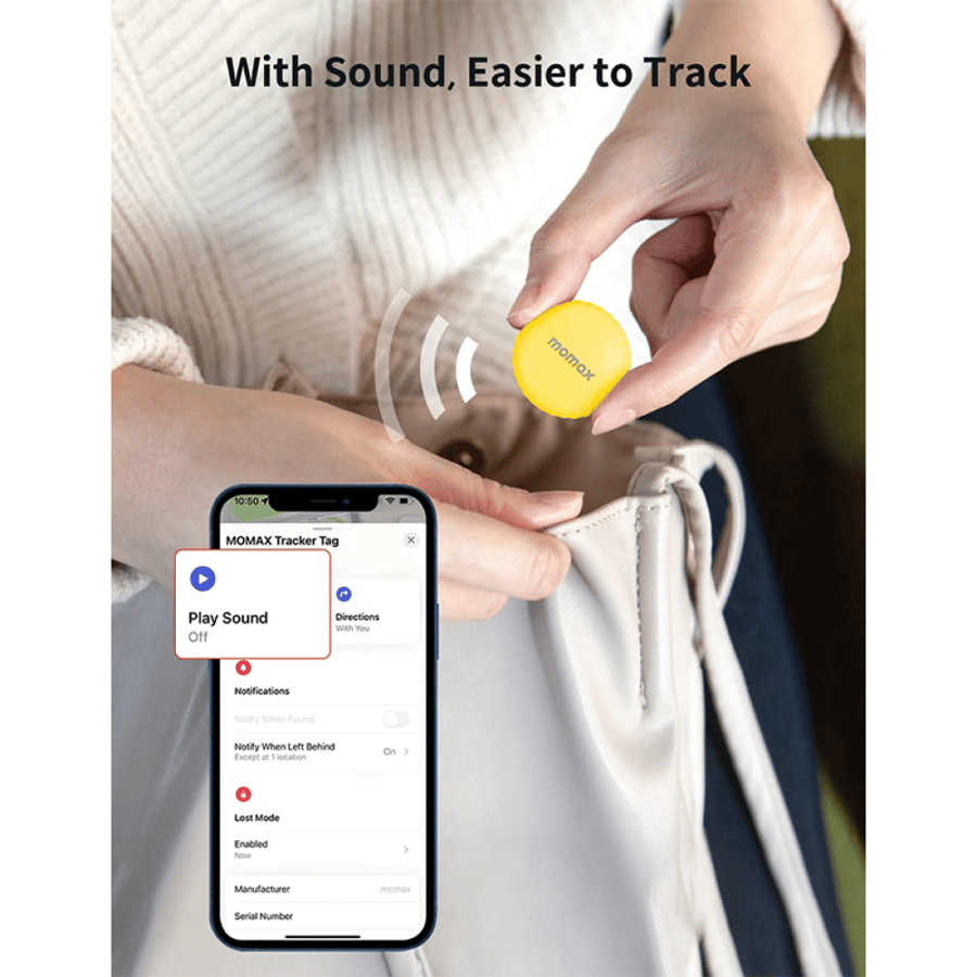Momax Pin Tag Tracker - Yellow (BR5) Compatible with Apple