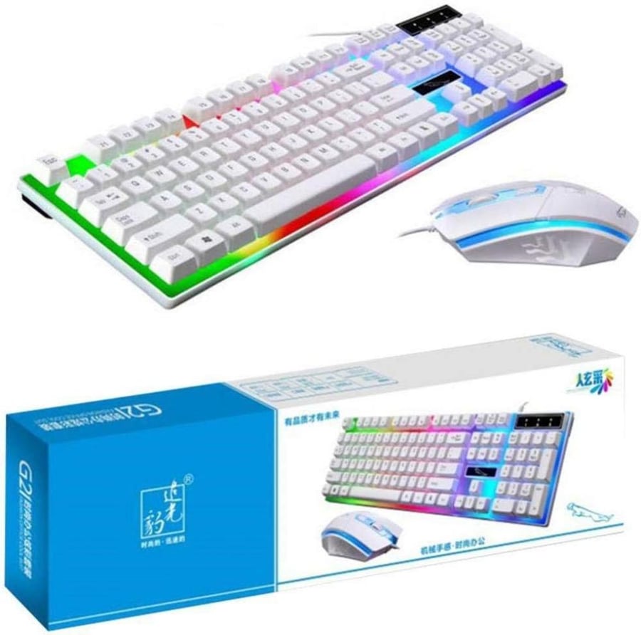 HAING USB GAMING KEYBOARD + MOUSE COMBO SET WHITE G21