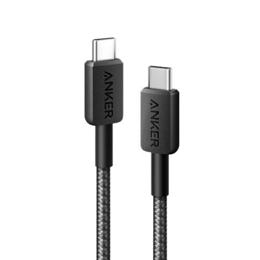 كابل شحن أنكر  سلسلة 3 322 USB-C إلى USB-C (6 قدم 1.8 متر مضفر) أسود
