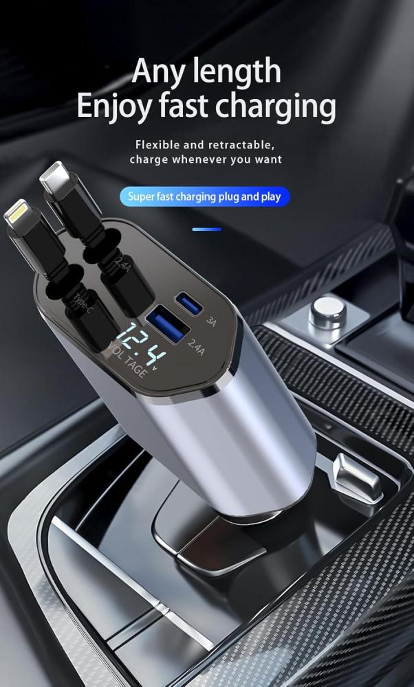 TENPLUS SUPER 120W 6 IN 1 FAST CAR CHARGER BLACK T3473