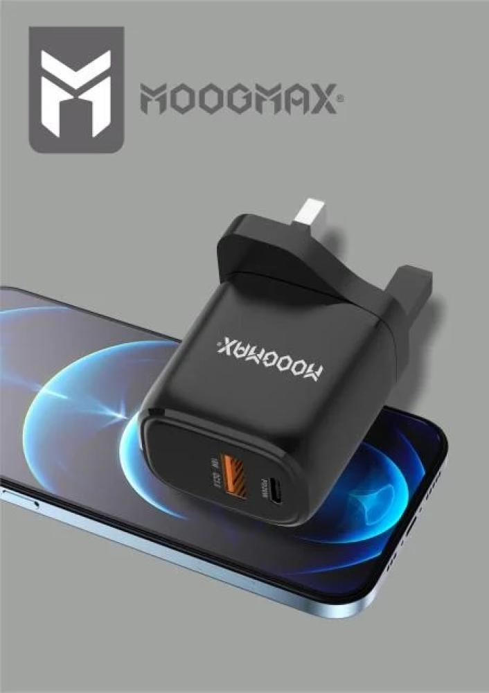 Moog Max 20W Dual-Port PD+QC3.0 Wall Charger MX1 Black