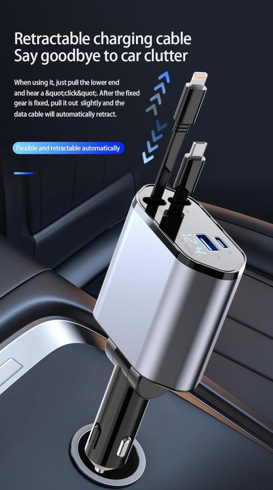 TENPLUS SUPER 120W 6 IN 1 FAST CAR CHARGER BLACK T3473