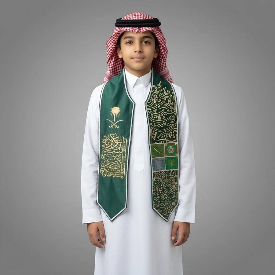 شال اليوم الوطني السعودي الفاخر – تطريز فاخر وخامة ثقيلة ولادي ورجالي