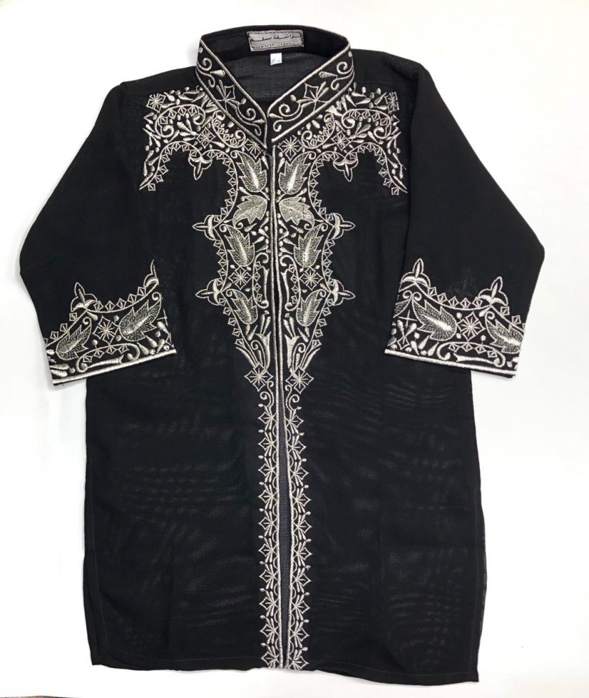 Embroidered date palm with black and silver details