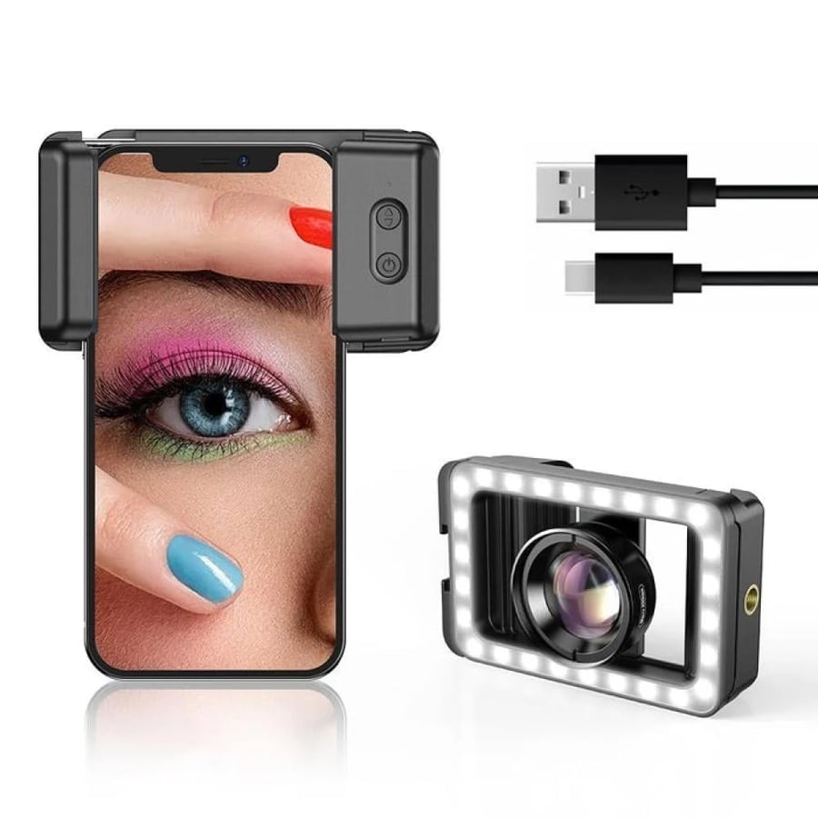 عدسة ماكرو HD 100MM مع ضوء LED - اسود