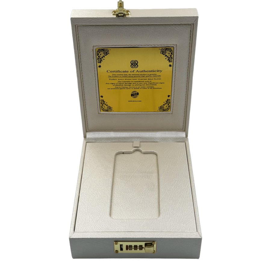 RIVALO - Luxury box for iPhone made of leather suitable for gifts with a piece for writing on it - Pearl white