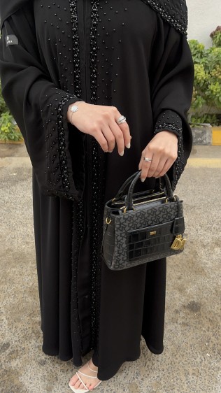Abaya (30) royal crepe + black check double wide