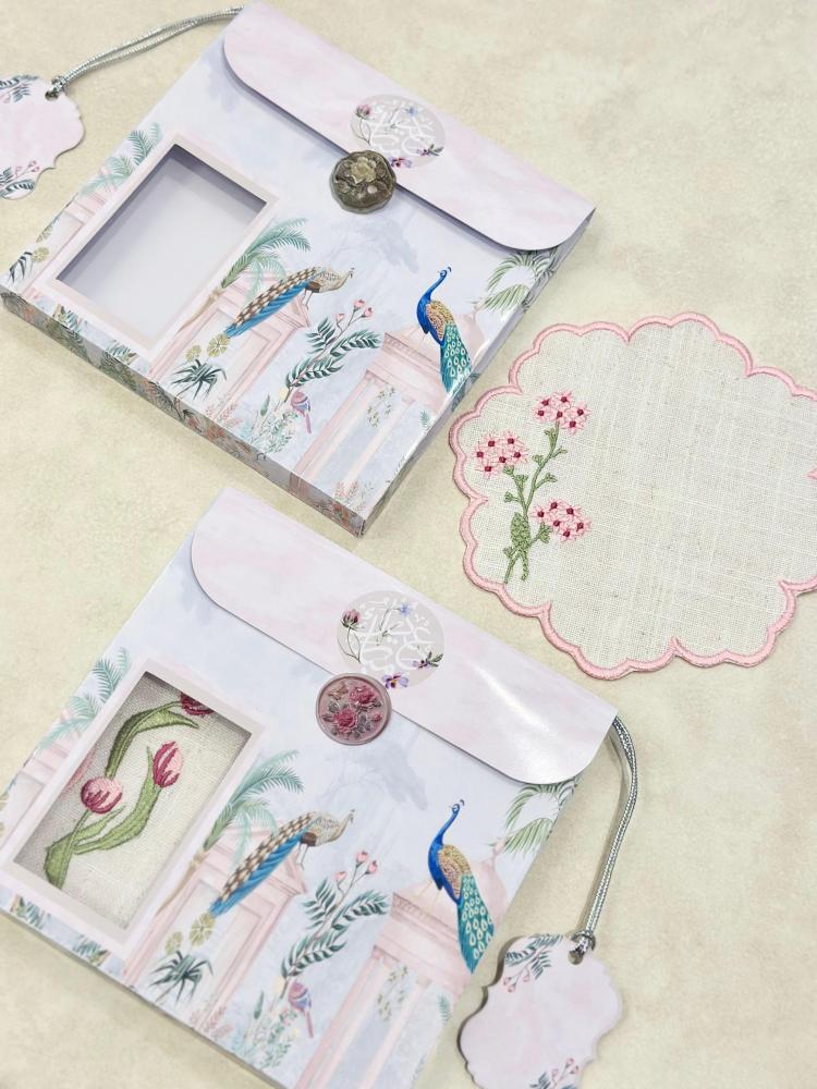 توزيعات العيد ( كوسترات أكواب مطرزة ) بالحبة