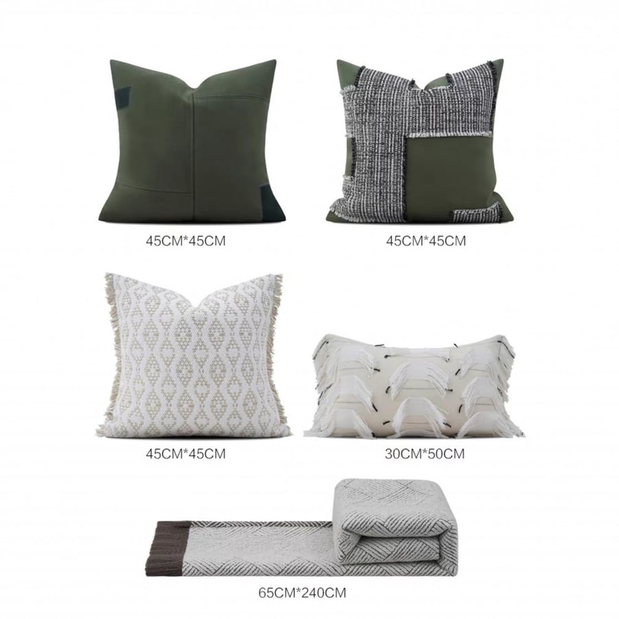 Coordinate of pillowcases in olive and off-white colors
