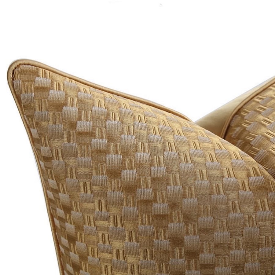 Elegant green olive cover cushions, golden yellow