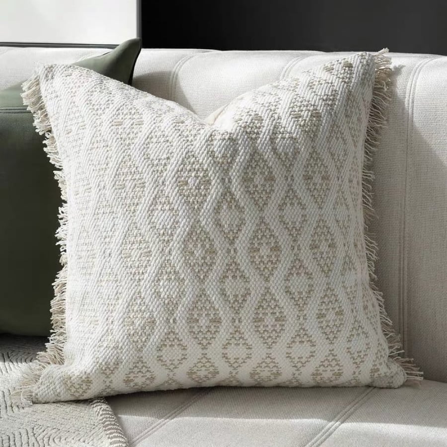 Coordinate of pillowcases in olive and off-white colors