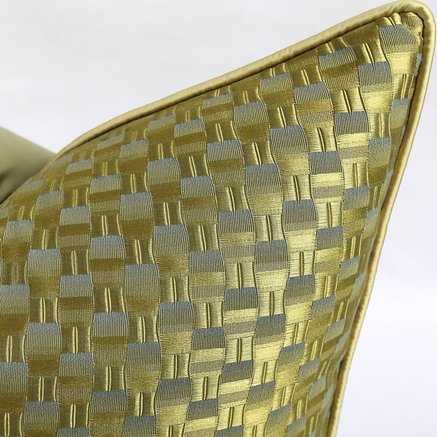 Elegant green olive cover cushions, golden yellow