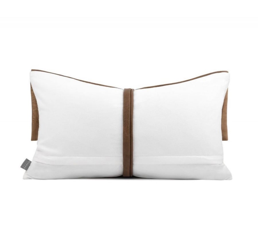 Brown leather cushion cover
