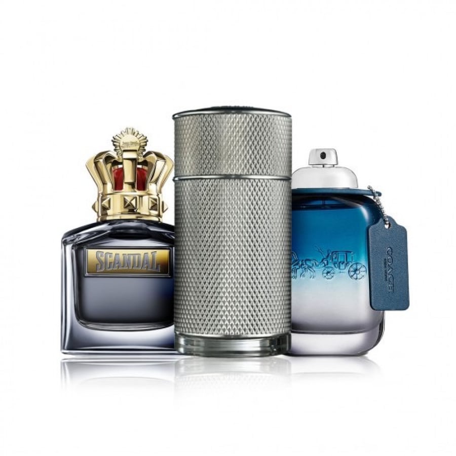مجموعة عطور دنهل ايكون + جان بول سكاندال بور اوم + كوتش بلو