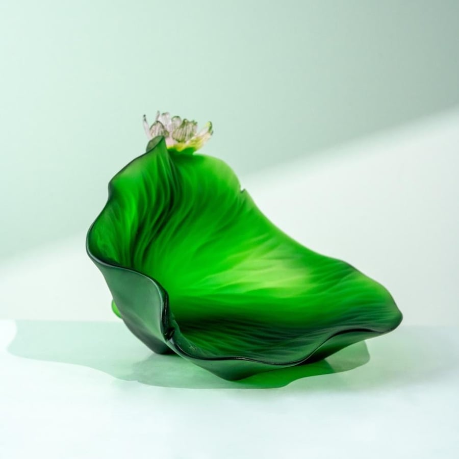 صحن كرستال وسط -Green Meduim Crystal Plate