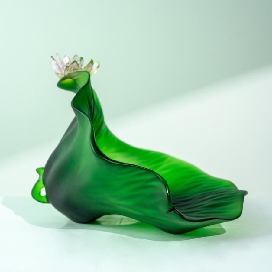 صحن كرستال وسط -Green Meduim Crystal Plate