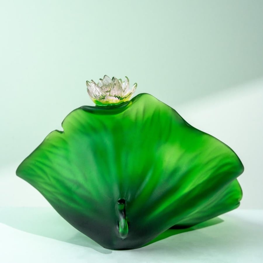 صحن كرستال وسط -Green Meduim Crystal Plate