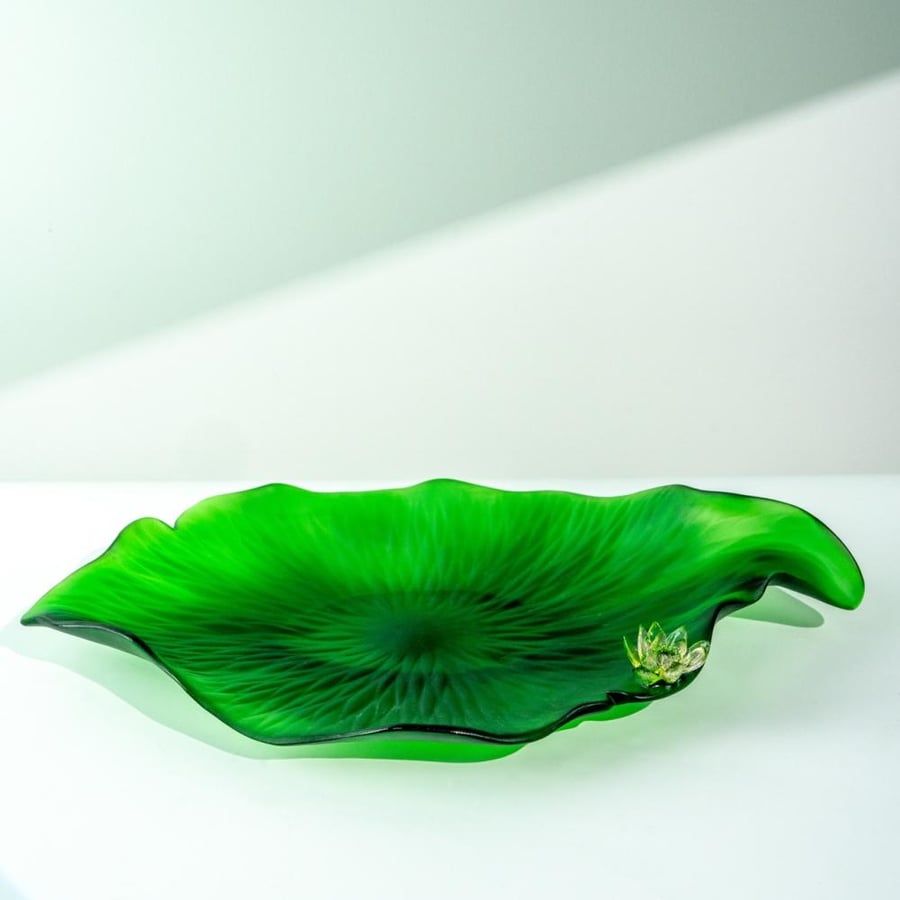 صحن كرستال كبير -Green Large Crystal Plate