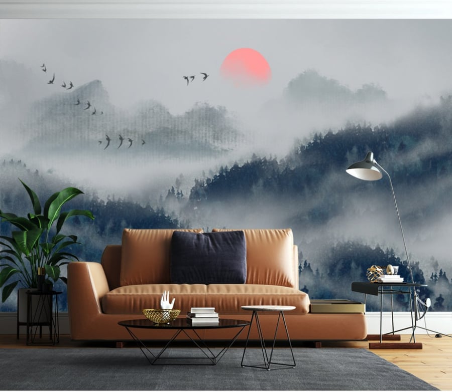 ورق جدران بتصميم الغابة الضبابية GW301217