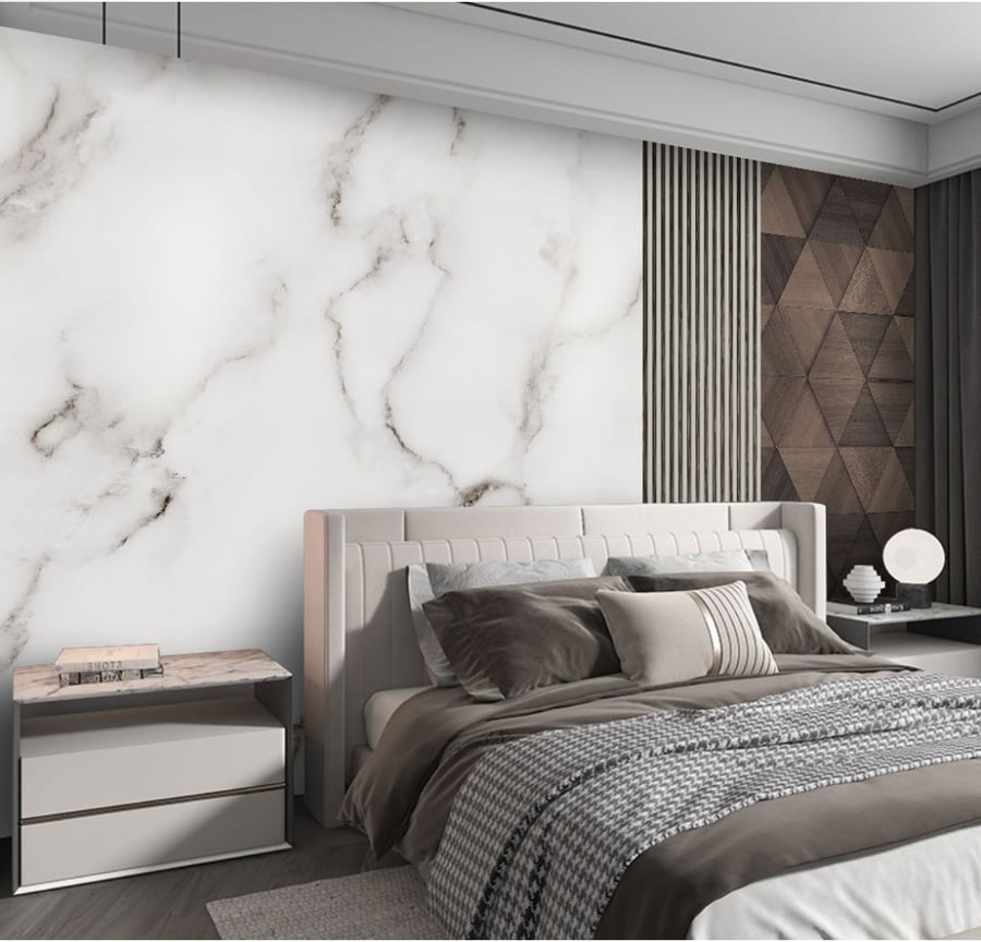 Wallpaper with marble and wood design GWM370001
