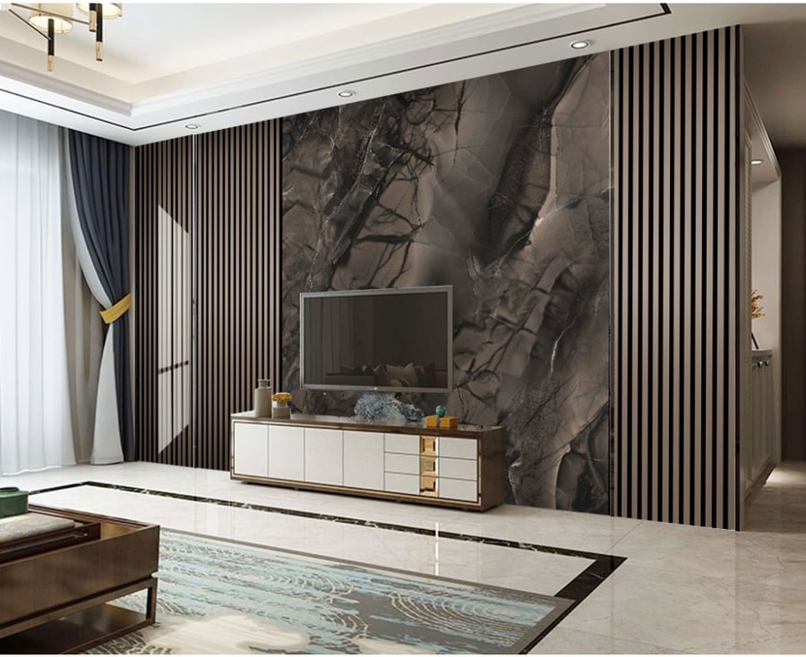 Wallpaper with marble and wood design GWM370049