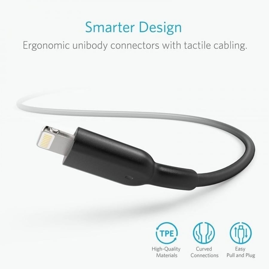 كيبل انكر آيفون USB بطول0.9 متر - اسود