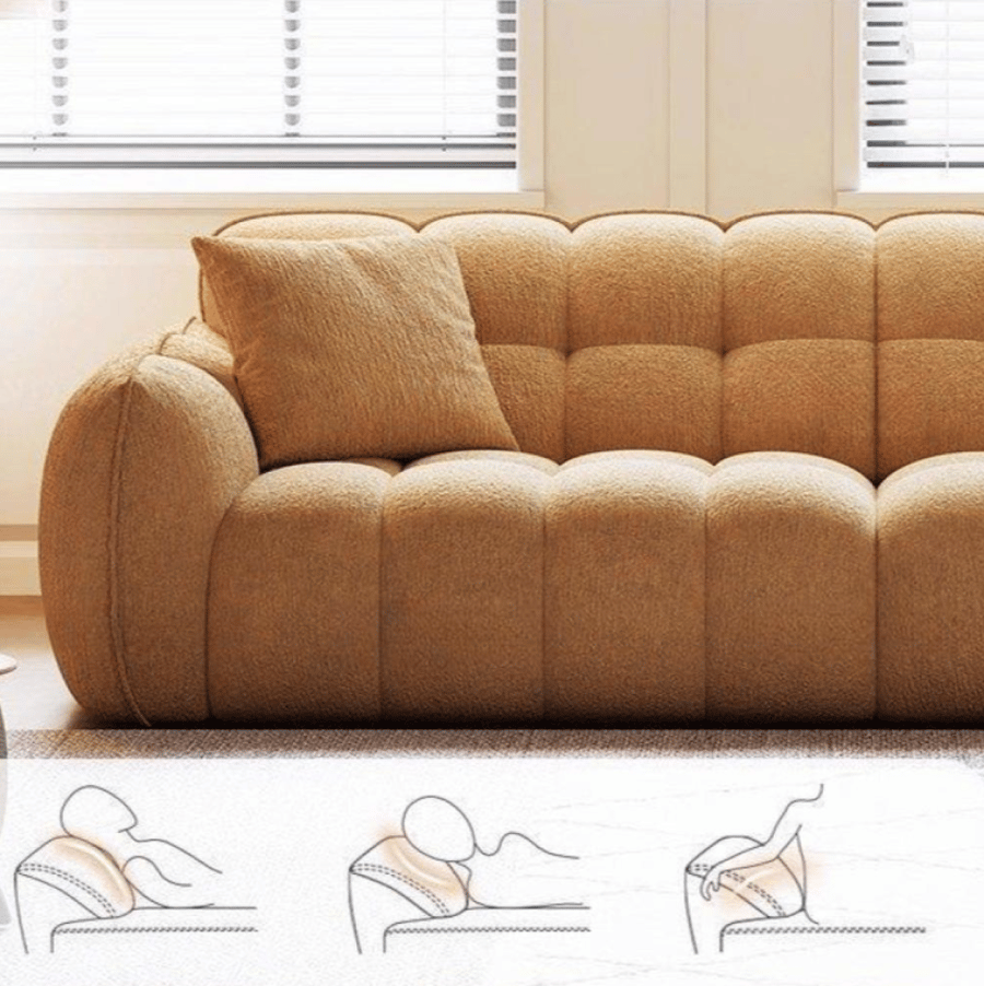 أريكة فرنسية كريمية بظهر مرتفع – ثلاث مقاعد بتصميم عصري أنيق