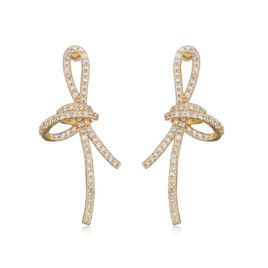 A bow set made of stainless steel decorated with original zircon.