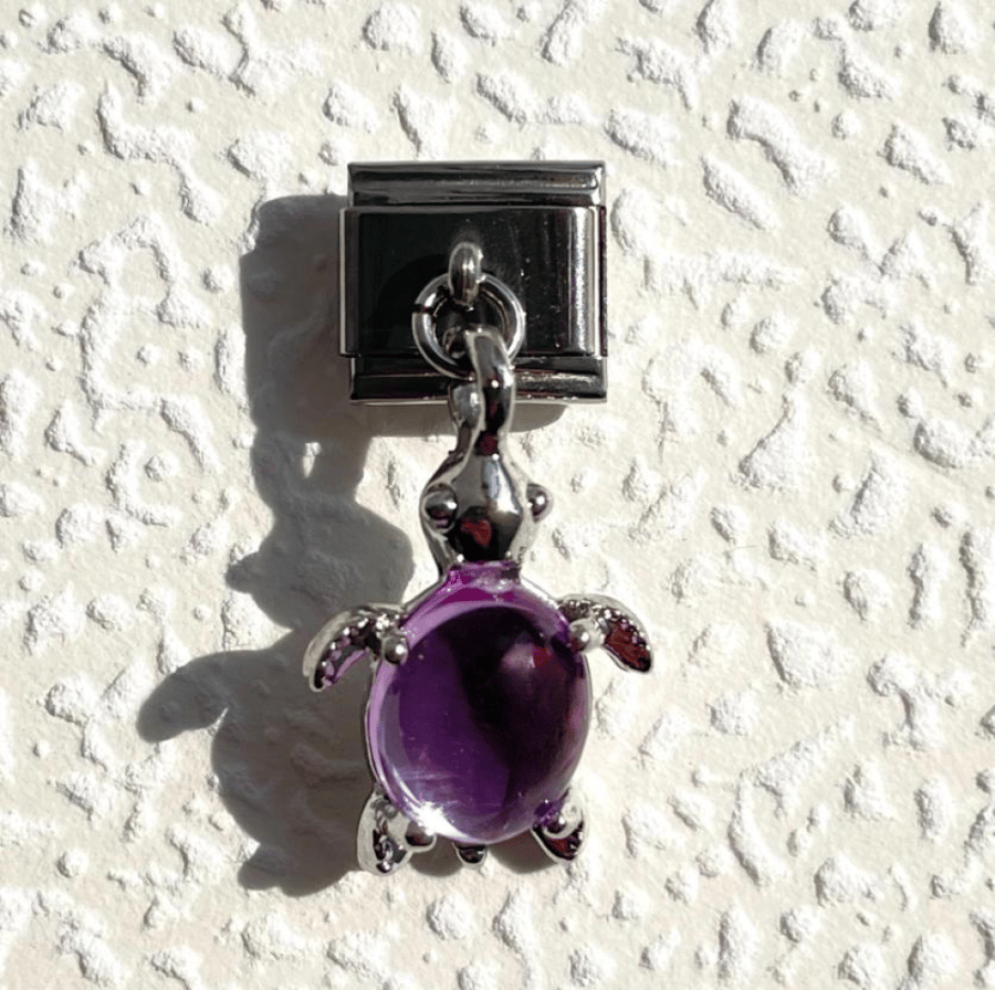Charm silver with turtle pendant available in multiple colors