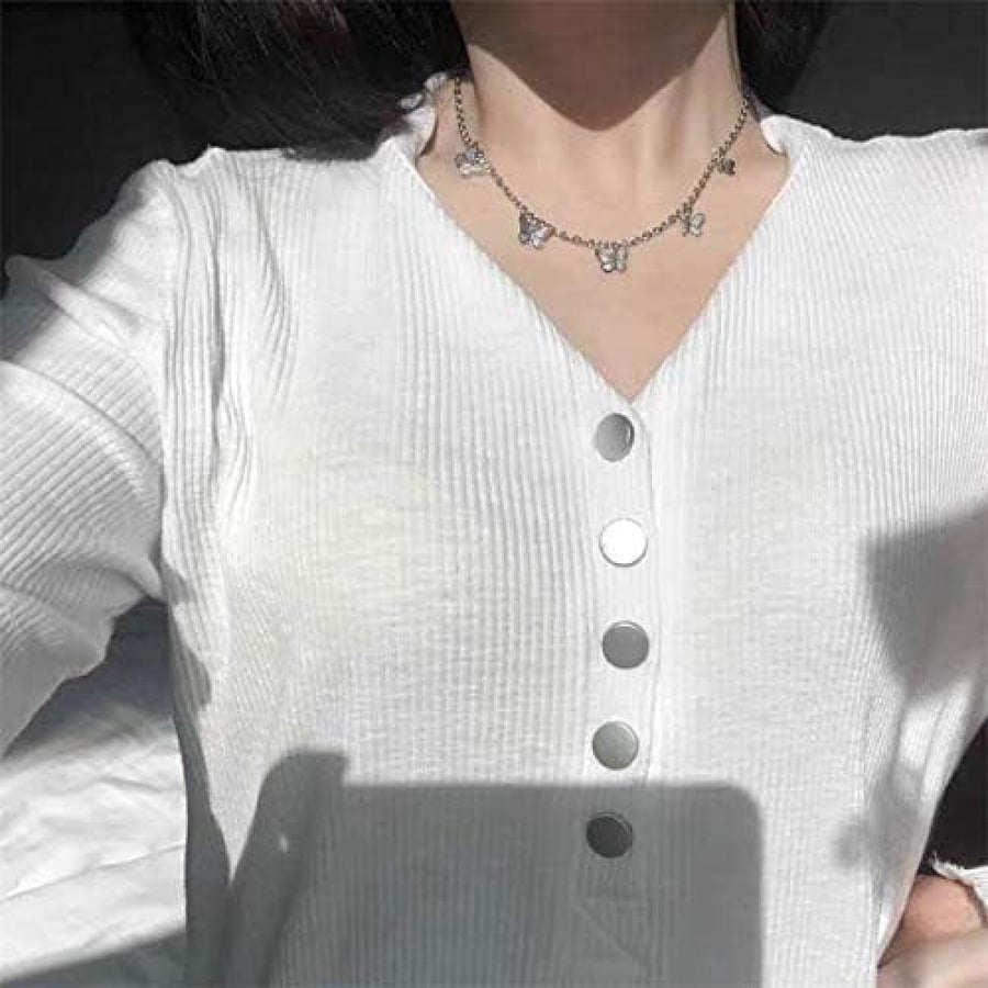 Korean five butterflies necklace