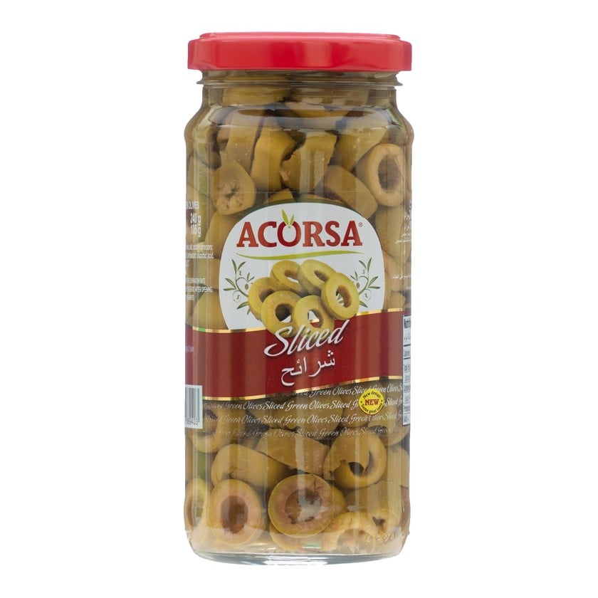 اكورسا زيتون اخضر شرائح زجاج 105 غ