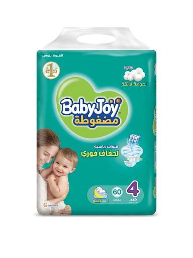 بيبي جوي مضغوطة رقم 4 كبير 60 حفاض
