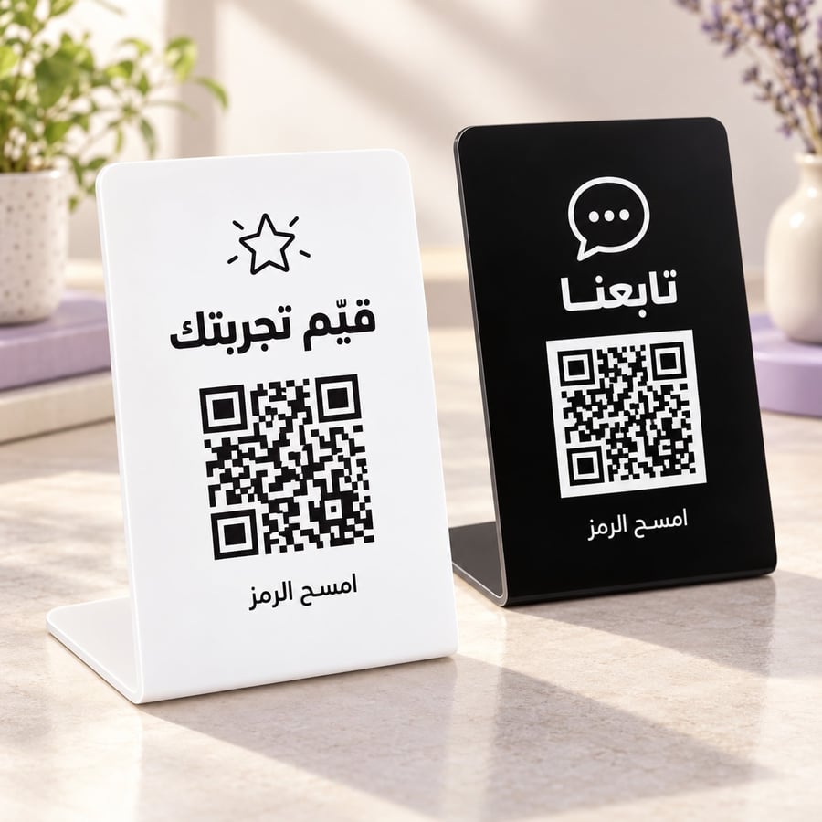 ستاند QR مخصص للمتاجر والمقاهي