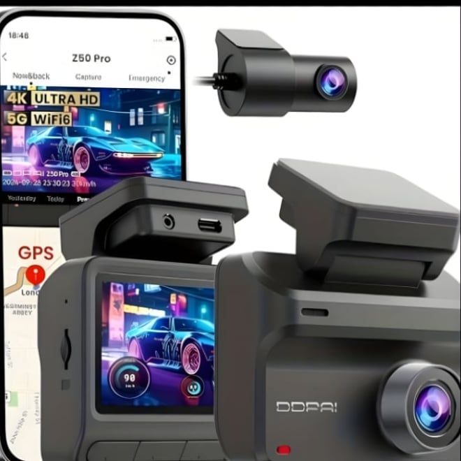 كاميرا سيارة DDPAI Z50 Pro 4K أمامية وخلفية مع GPS