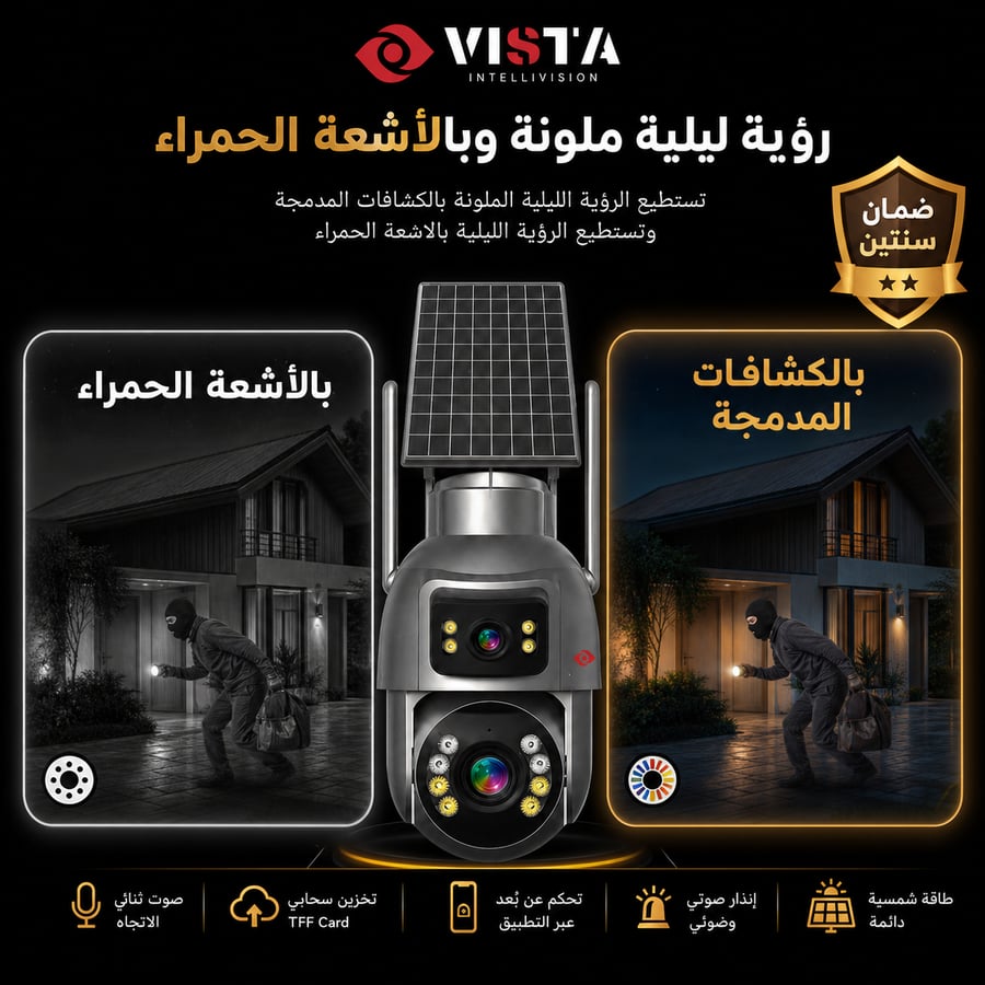 كاميرا مراقبة شمسية 4G PTZ بدقة 2K بعدسة مزدوجة وزوم 20X وتسجيل مستمر AOV