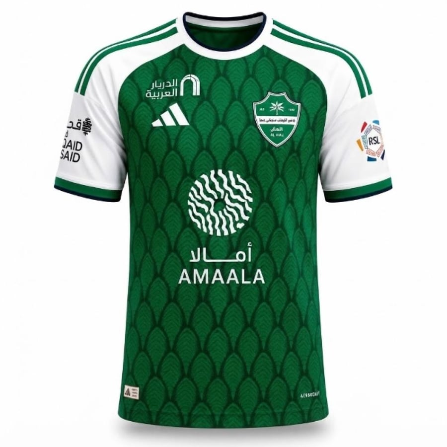 تيشيرت الأهلي السعودي الأخضر والأبيض الجديد 2026-2027 رجالي ولادي شبابي