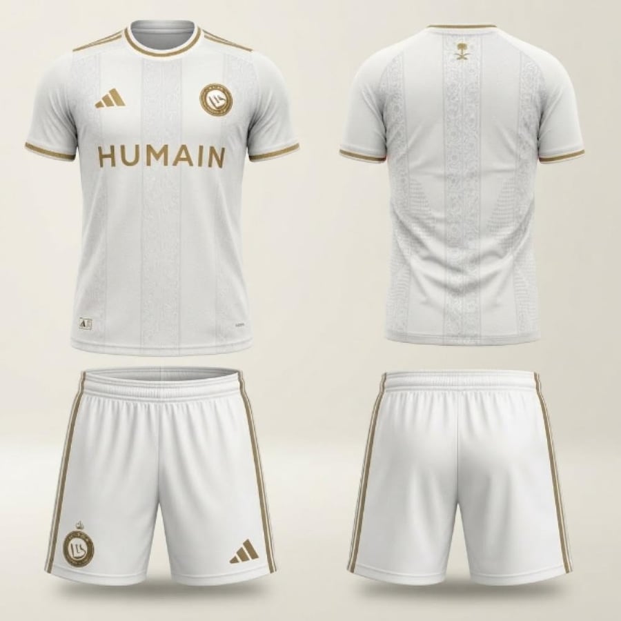 طقم نادي النصر السعودي الثالث الأبيض الجديد 2026-2027 (للكبار والصغار)