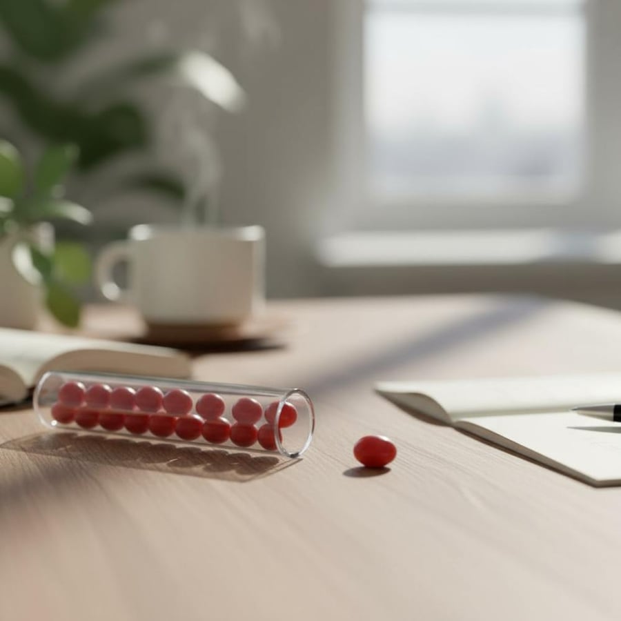 Peppermint flavored mouth capsules with strawberry flavor to refresh breath and eliminate bad breath - one capsule