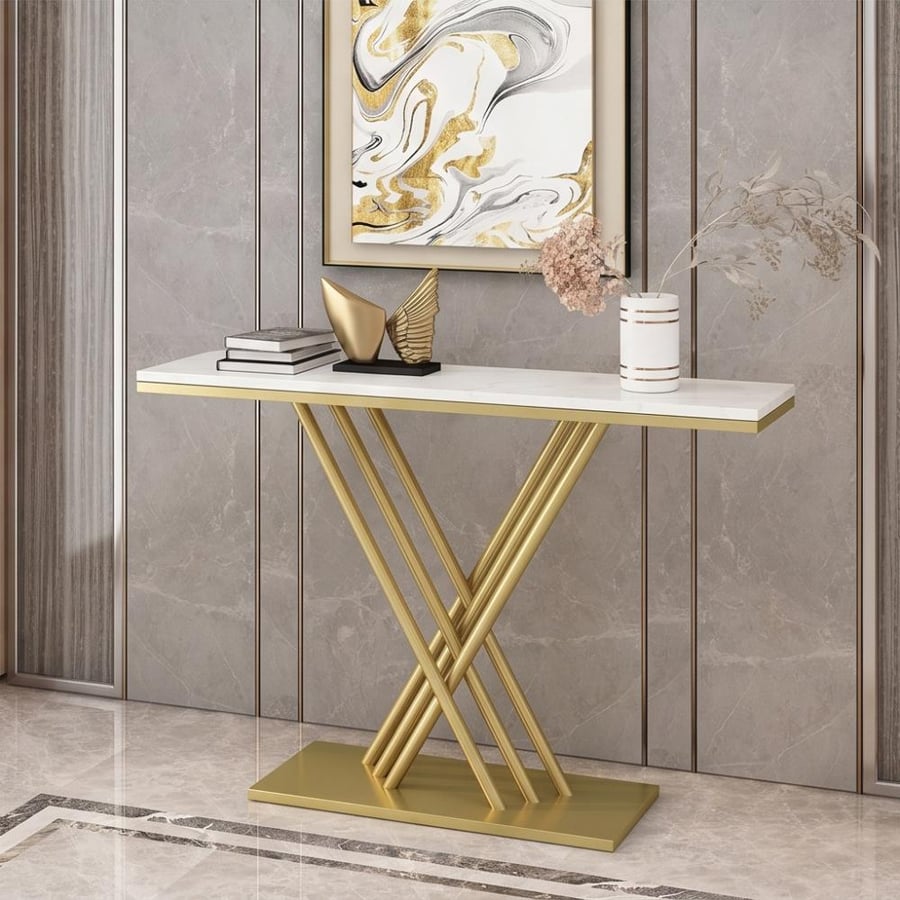 كونسول رخامي ذهبي 120×40×90