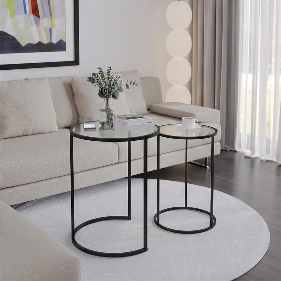 طقم طاولات زجاجية متداخلة 55×40
