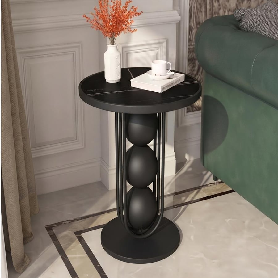 طاولة جانبية رخامية ذهبية 50×60