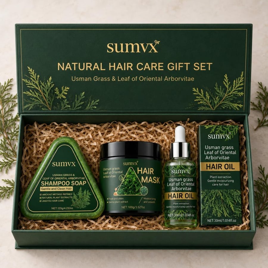 SUMVX مجموعة العناية بالشعر بعطر السرو شامبو وزيت وقناع وصابون للشعر