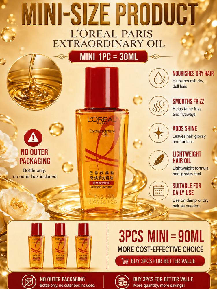 L’Oreal Paris زيت الشعر الاستثنائي لتغذية وترميم الشعر وإعادة اللمعان 100 مل