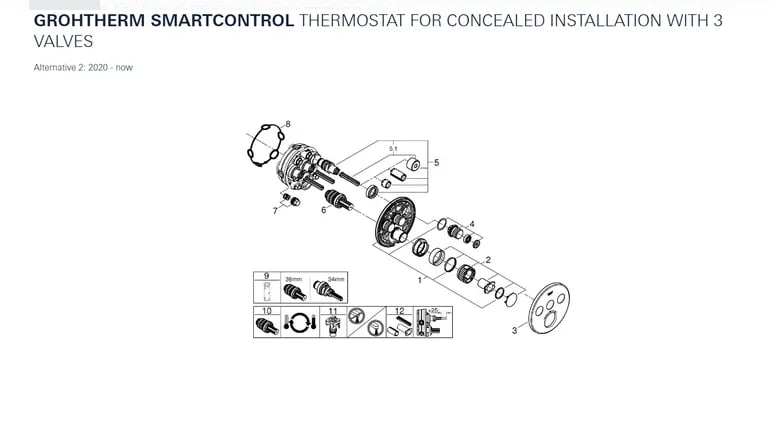 GROHE SmartControl mixer face, 3 outlets, shiny chrome