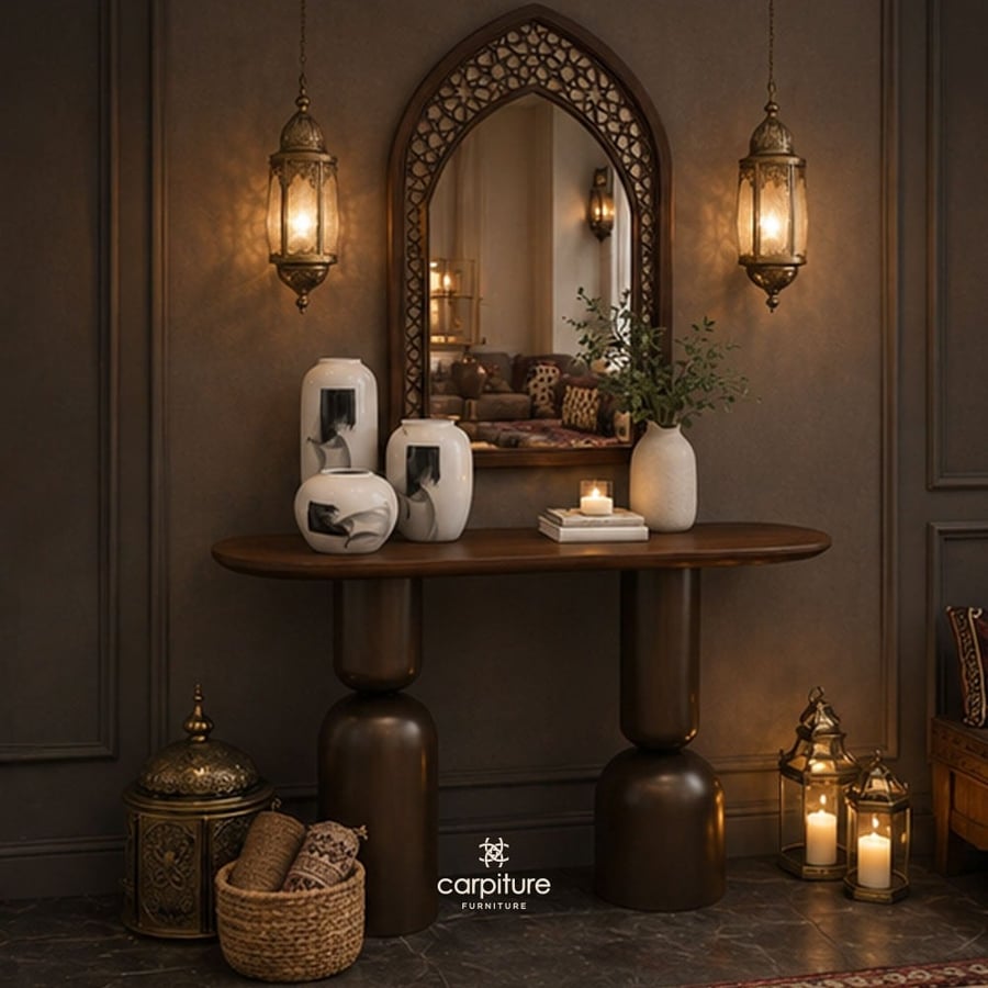كونسول استقبال مودرن خشب بتصميم هندسي