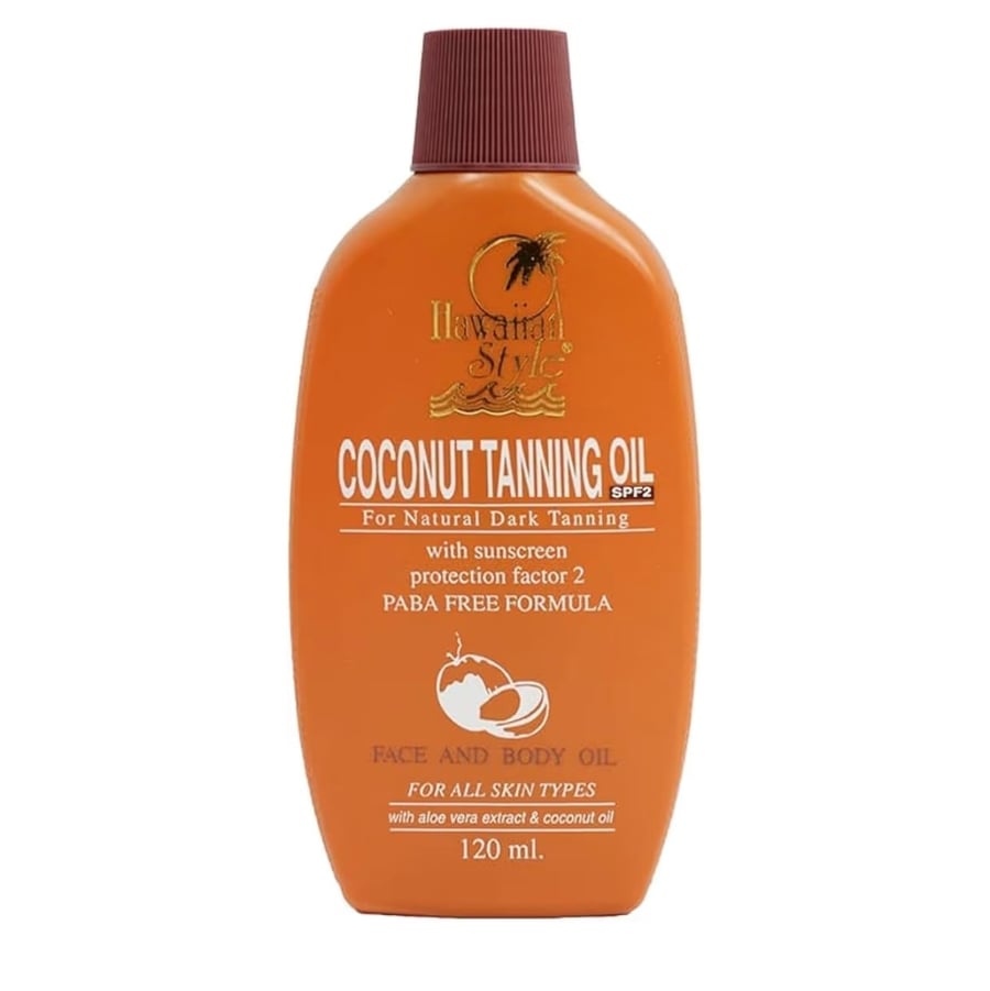 "Hawaiian Style Coconut Tanning Oil".